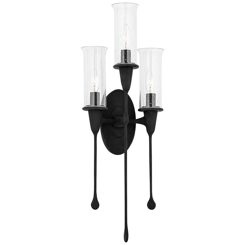 Image 1 Hudson Valley Chisel 27 1/2 inchH Black Iron 3-Light Wall Sconce