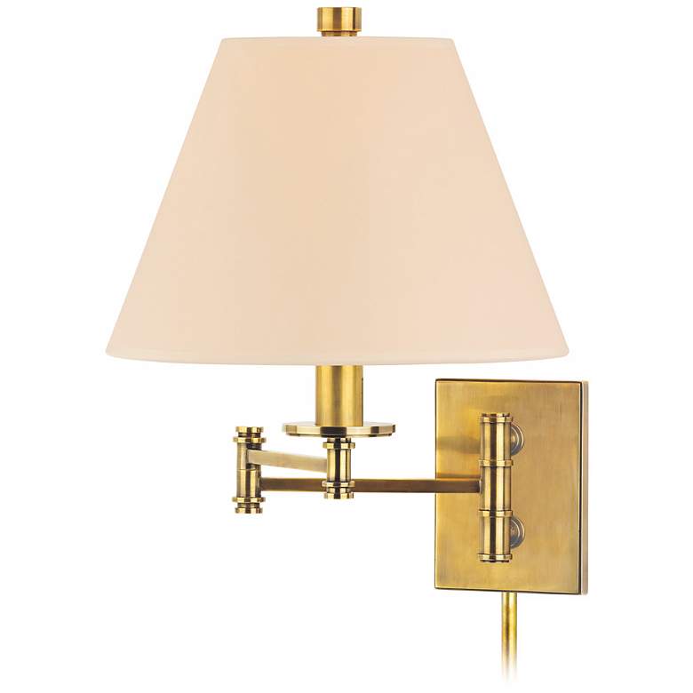 Image 1 Hudson Valley Claremont Antique Brass Swing Arm Wall Lamp