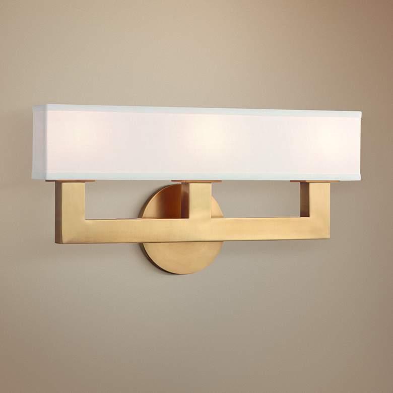 Image 1 Hudson Valley Clarke 16 1/2"W Aged Brass 3-LED Bath Light