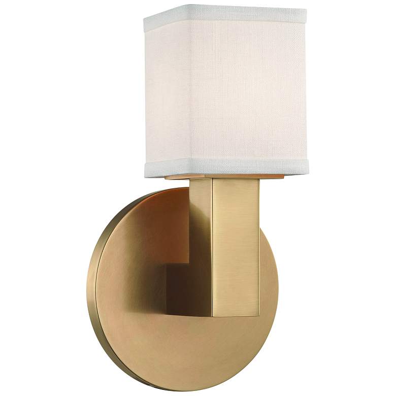 Image 1 Hudson Valley Clarke 8 3/4" High Aged Brass LED Wall Sconce