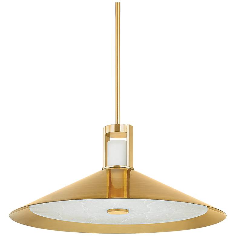 Image 1 Hudson Valley Clermont 28" 2 Lt. Aged Brass Pendant