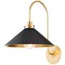 1_Hudson Valley Clivedon 12" Wide Modern Black and Brass Wall Sconce