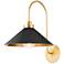 Hudson Valley Clivedon 12" Wide Modern Black and Brass Wall Sconce