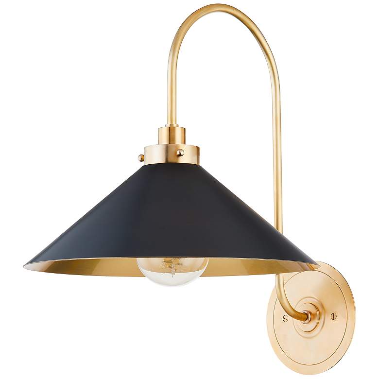 Image 2 Hudson Valley Clivedon 12" Wide Modern Black and Brass Wall Sconce more views