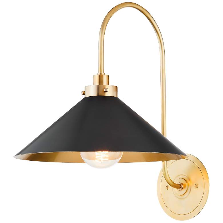 Image 3 Hudson Valley Clivedon 12" Wide Modern Black and Brass Wall Sconce more views