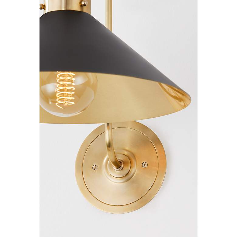 Image 4 Hudson Valley Clivedon 12" Wide Modern Black and Brass Wall Sconce more views