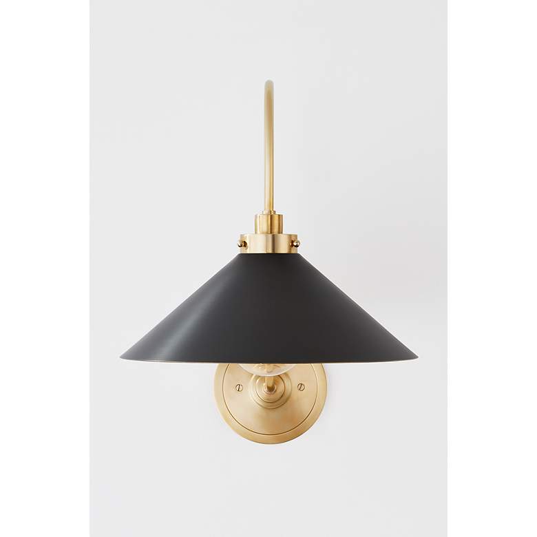 Image 6 Hudson Valley Clivedon 12" Wide Modern Black and Brass Wall Sconce more views