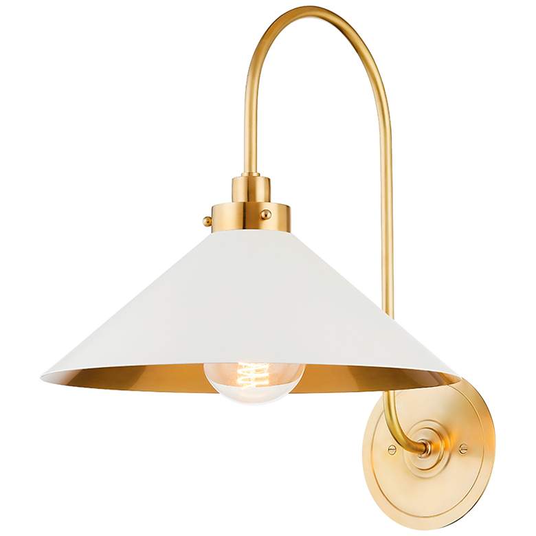 Image 1 Hudson Valley Clivedon 12" Wide Modern White and Brass Wall Sconce