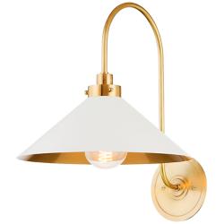 Hudson Valley Clivedon 12" Wide Modern White and Brass Wall Sconce