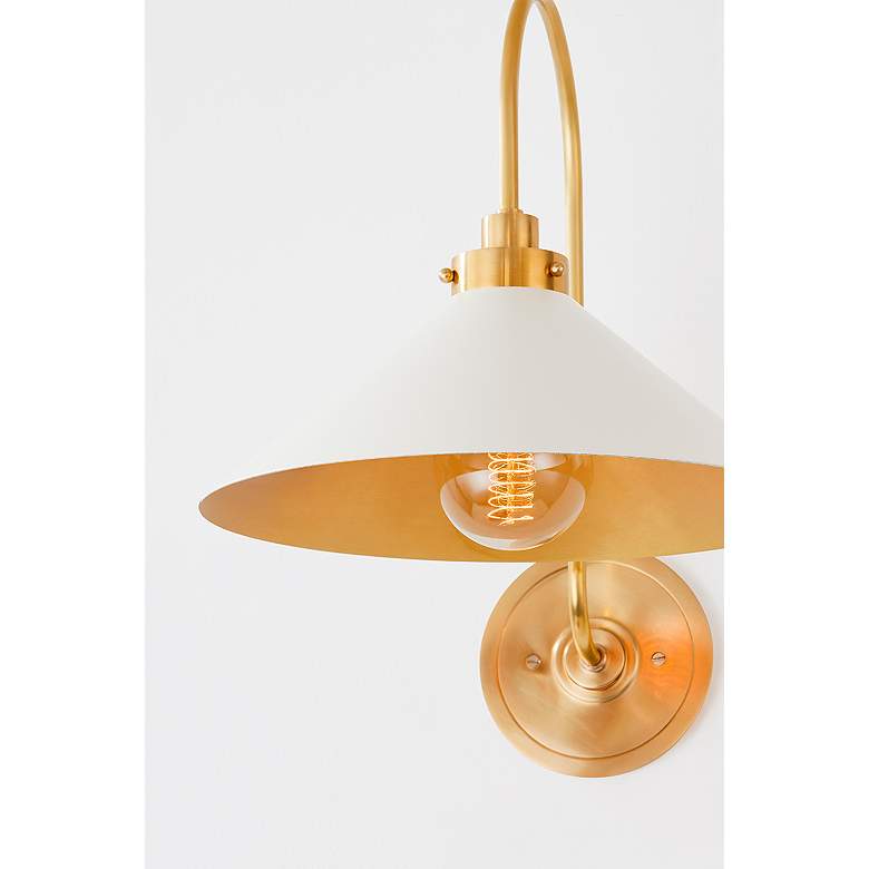 Image 2 Hudson Valley Clivedon 12" Wide Modern White and Brass Wall Sconce more views