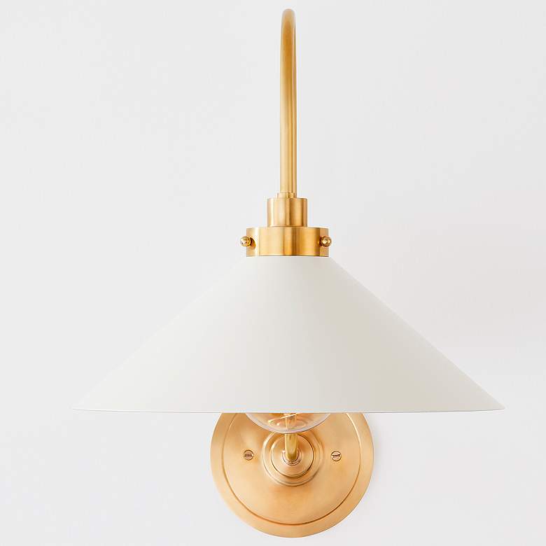 Image 3 Hudson Valley Clivedon 12" Wide Modern White and Brass Wall Sconce more views