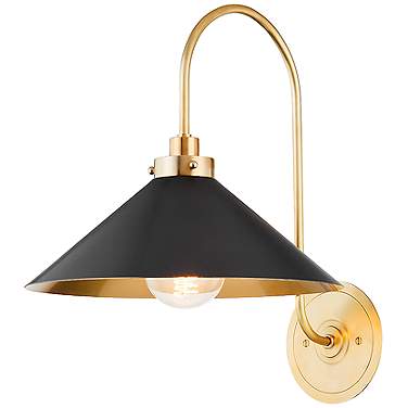 Hudson Valley Clivedon 12" Wide Modern Black and Brass Wall Sconce