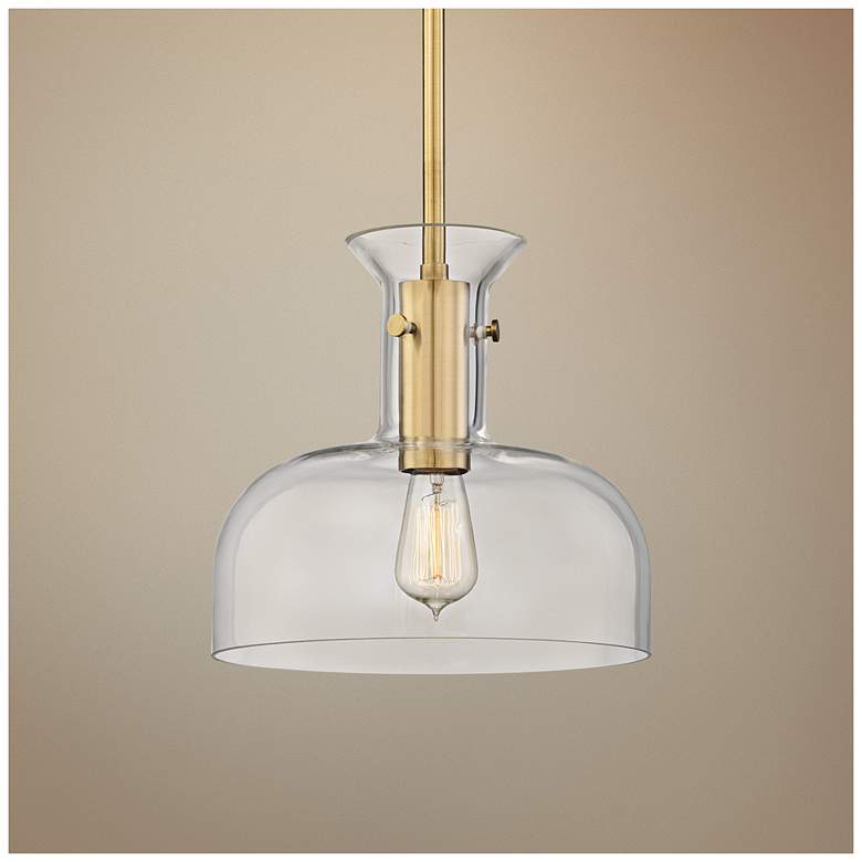 Image 1 Hudson Valley Coffey 12" Wide Aged Brass Pendant Light