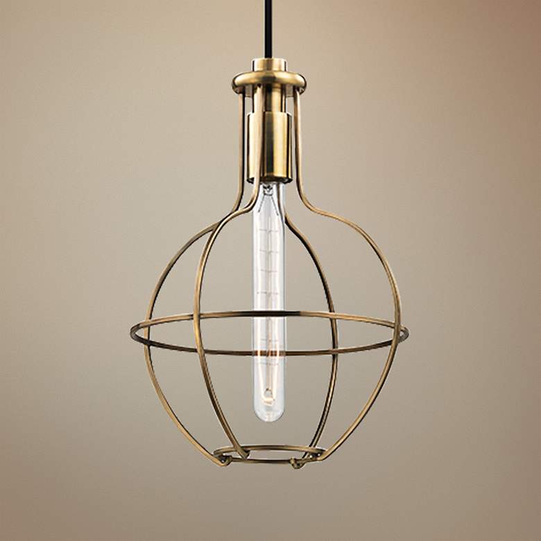 Image 1 Hudson Valley Colebrook 10" Wide Open Brass Mini Pendant