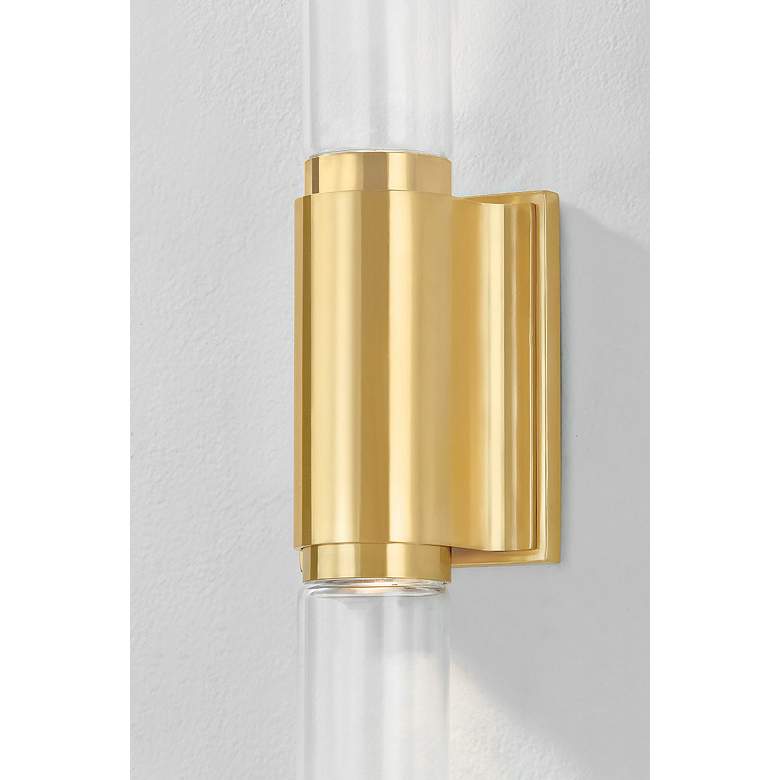 Image 2 Hudson Valley Colrain 5.25" 2 Lt. Aged Brass Wall Sconce more views