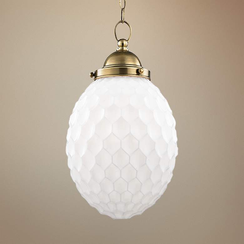 Image 1 Hudson Valley Columbia 10"W White Glass Brass Mini Pendant