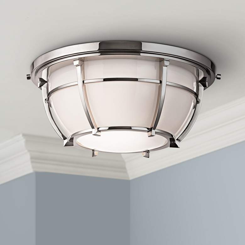 Image 1 Hudson Valley Conrad 11 3/4 inchW Nickel Ceiling Light