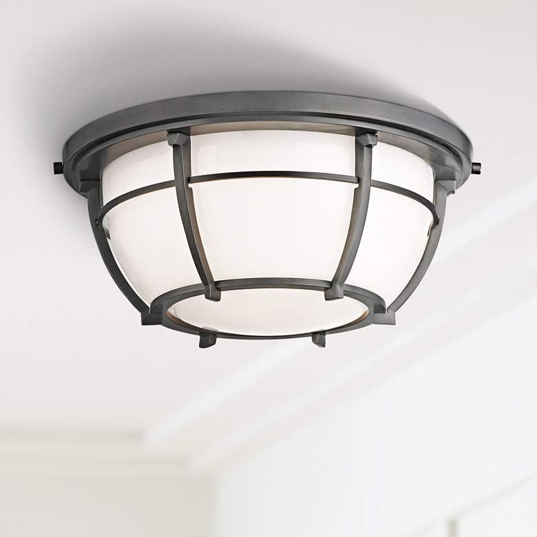Image 1 Hudson Valley Conrad 11 3/4"W Old Bronze Ceiling Light