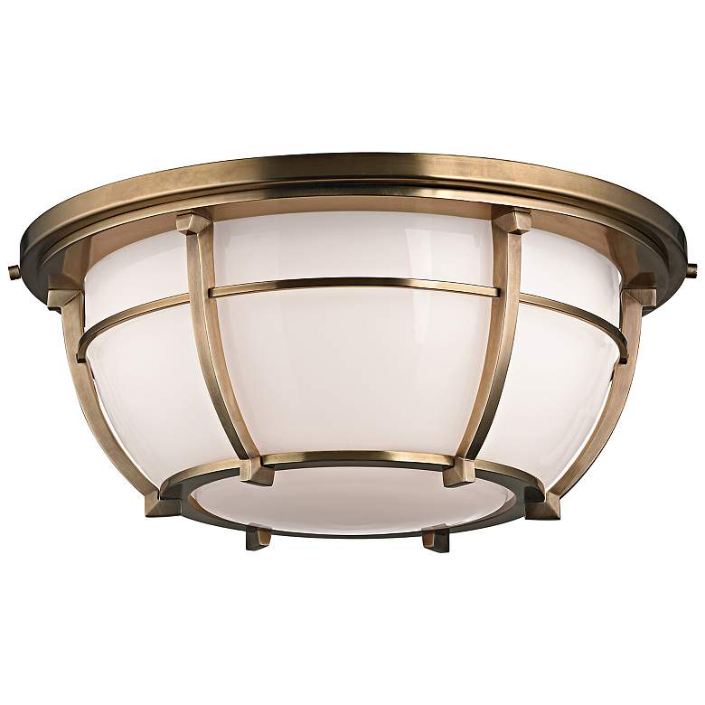 Image 1 Hudson Valley Conrad 15 3/4 inchW Aged Brass Ceiling Light