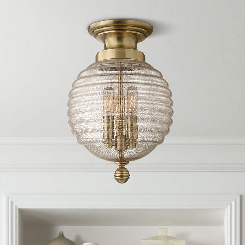 Image 1 Hudson Valley Coolidge 10" Wide Aged Brass Ceiling Light