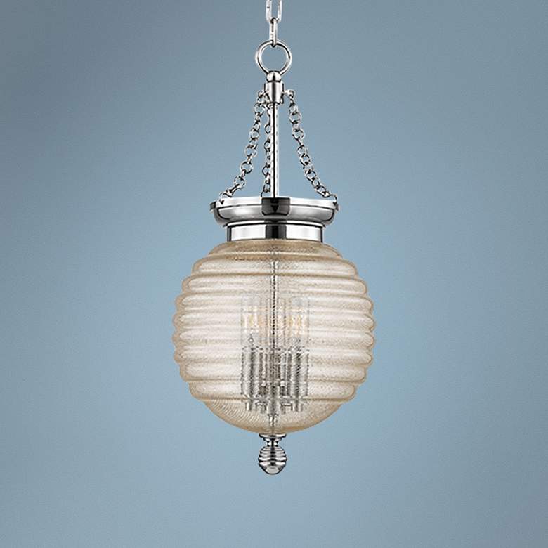 Image 1 Hudson Valley Coolidge 10 inch Wide Ribbed Glass Mini Pendant