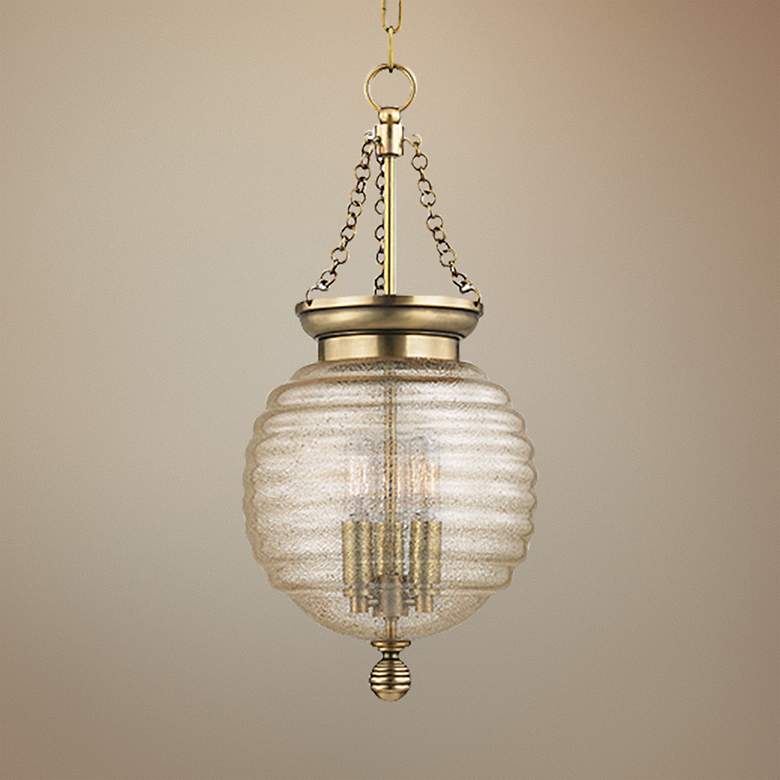 Image 1 Hudson Valley Coolidge 10"W Aged Brass 3-Light Mini Pendant