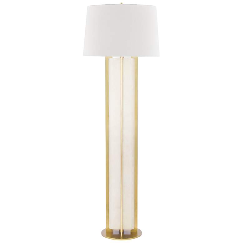 Image 1 Hudson Valley Coram Aged Brass and Cream Shagreen Floor Lamp