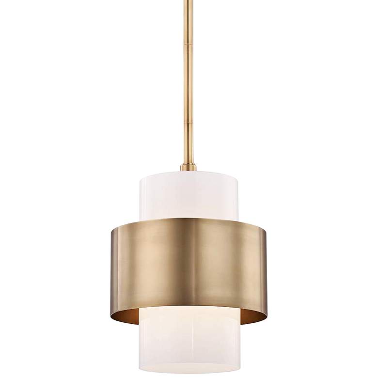 Image 2 Hudson Valley Corinth 11 inch Wide Aged Brass Modern Luxe Mini Pendant