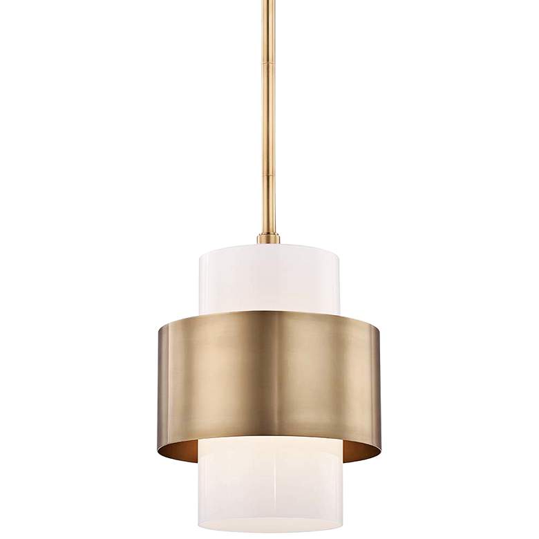 Image 2 Hudson Valley Corinth 11" Wide Aged Brass Modern Luxe Mini Pendant