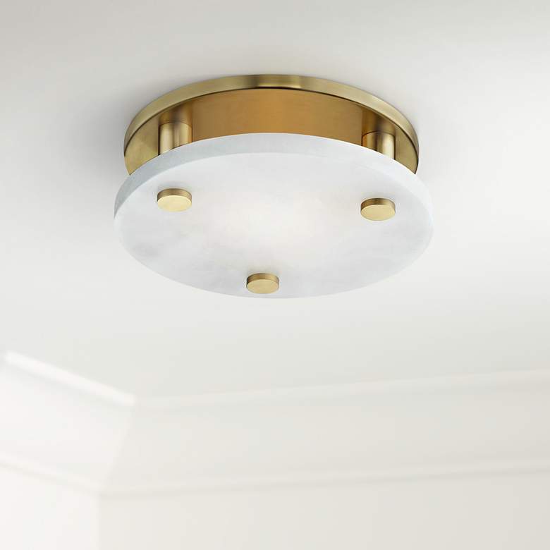 Image 1 Hudson Valley Croton 9" Wide Aged Brass LED Ceiling Light
