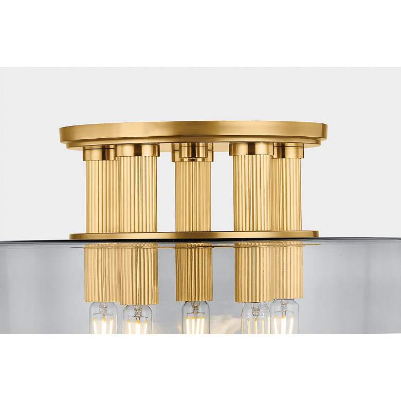 Image 2 Hudson Valley Crystler 15" 5 Lt. Aged Brass Flush Mount more views