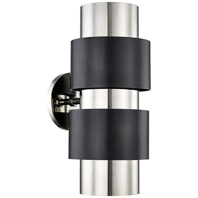 Image 1 Hudson Valley Cyrus 13 3/4"H Nickel and Old Bronze Sconce