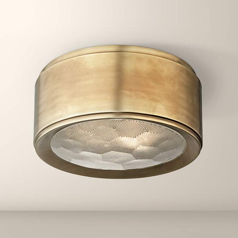 Image 1 Hudson Valley Dalton 10 1/2"W Aged Brass Ceiling Light