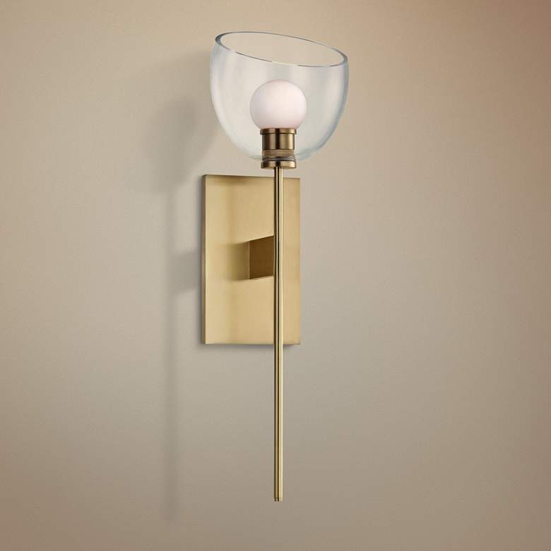 Image 1 Hudson Valley Davis 19 1/2 inch High Aged Brass LED Wall Sconce