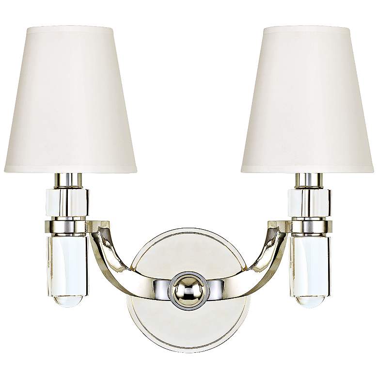 Image 1 Hudson Valley Dayton 2-Light 13 1/2"W Nickel Wall Sconce