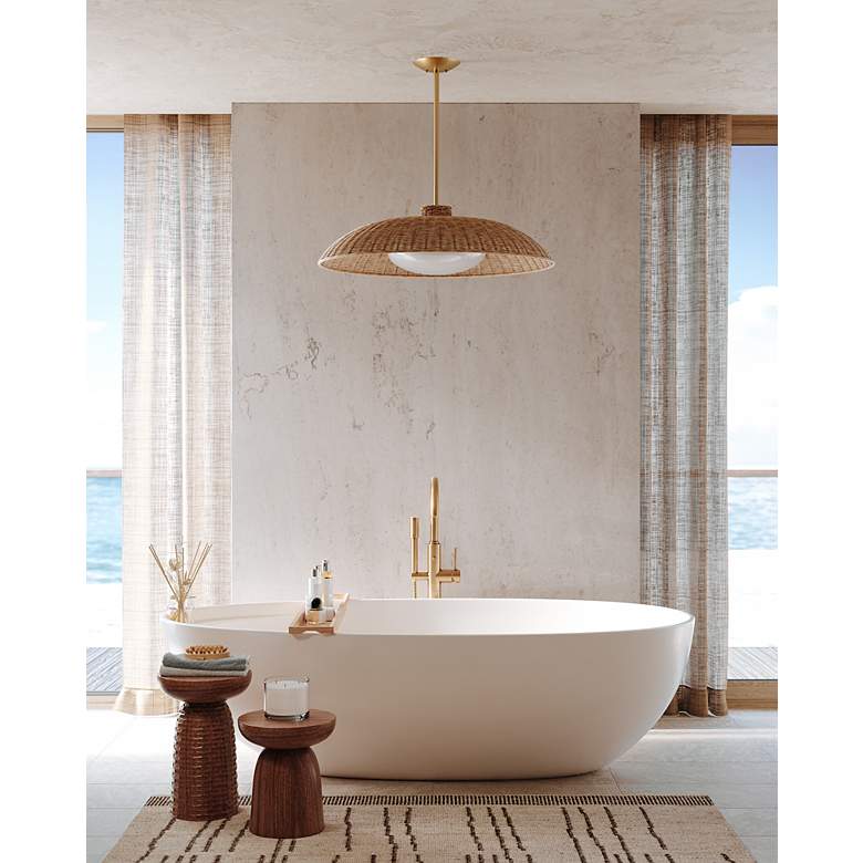 Image 3 Hudson Valley Delano 32 1/2" Wide Rattan Modern Coastal Pendant Light more views