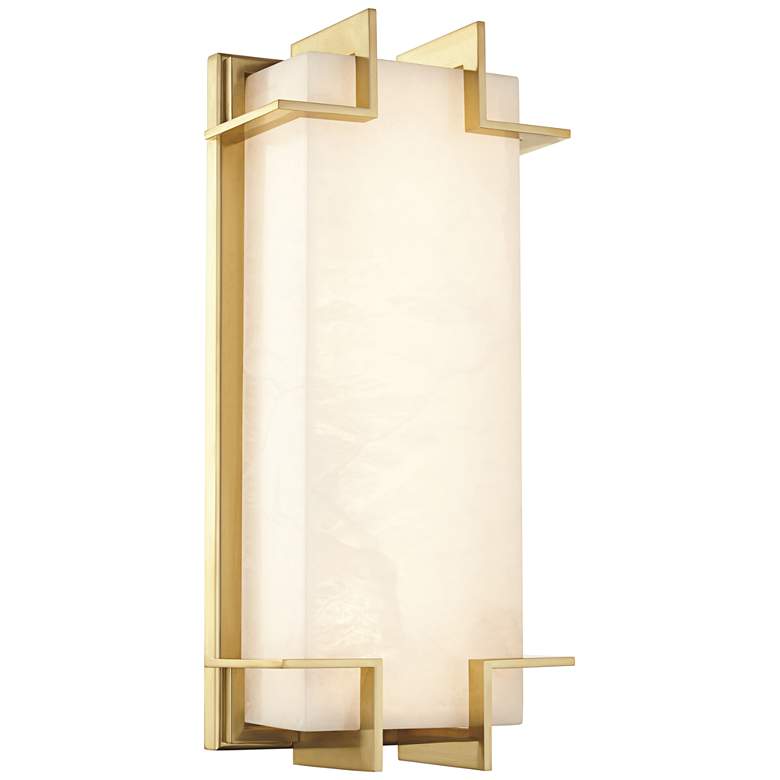 Image 1 Hudson Valley Delmar 14 3/4 inch High Aged Brass LED Wall Sconce