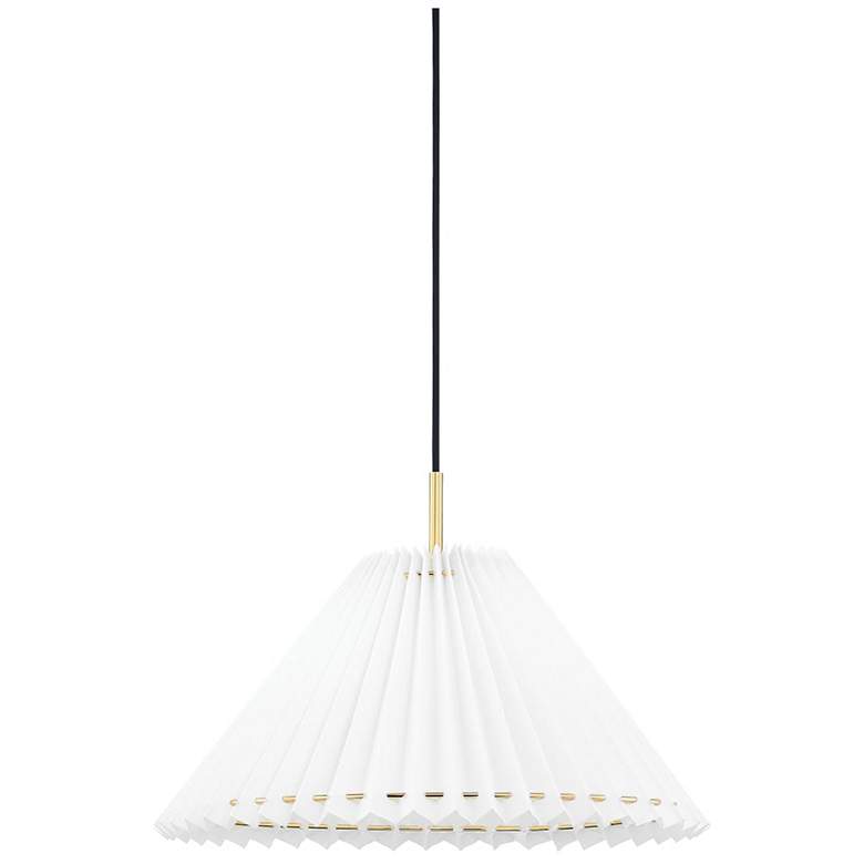 Image 1 Hudson Valley Demi 17 1/2" Wide Brass and White Modern Cone Pendant