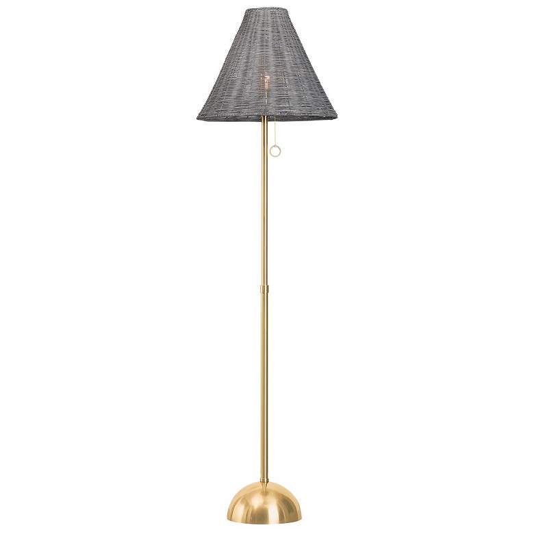 Image 1 Hudson Valley Destiny 66 1/2" Gray Wicker and Aged Brass Floor Lamp
