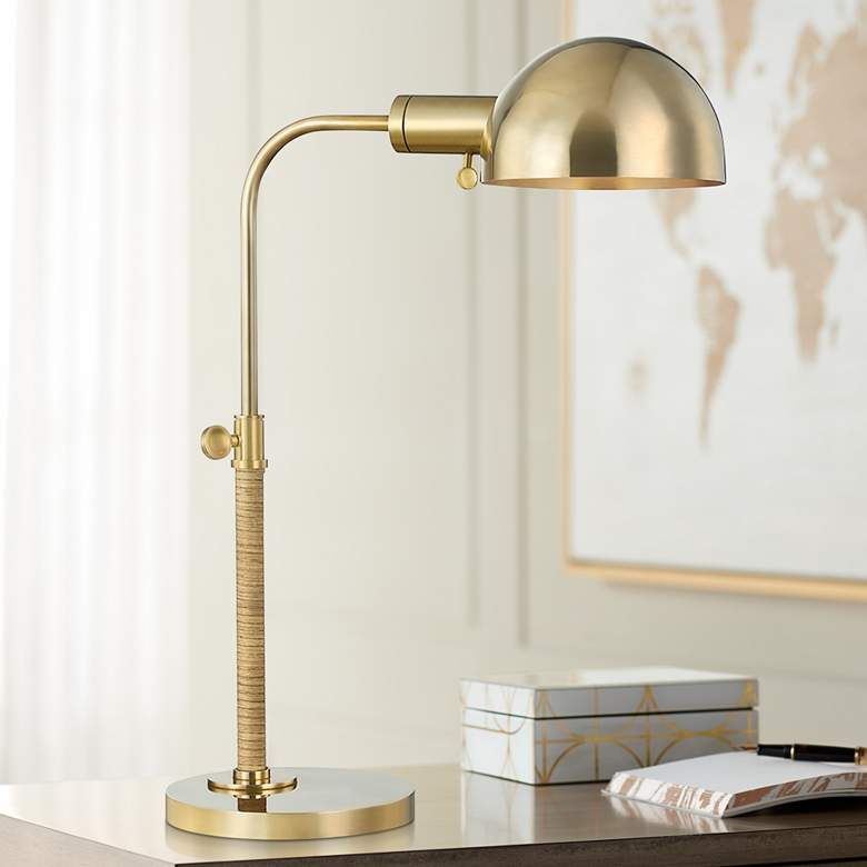 Image 1 Hudson Valley Devon 24 inch Aged Brass Dome Adjustable Desk Lamp