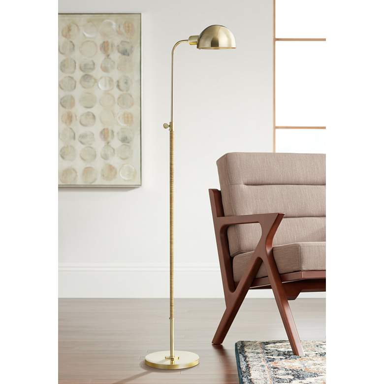 Image 1 Hudson Valley Devon Adjustable Height Aged Brass Pharmacy Floor Lamp