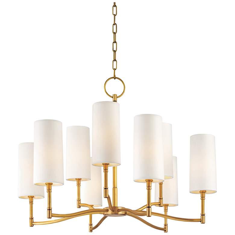 Image 1 Hudson Valley Dillon 30" Wide Aged Brass 9 Light Chandelier