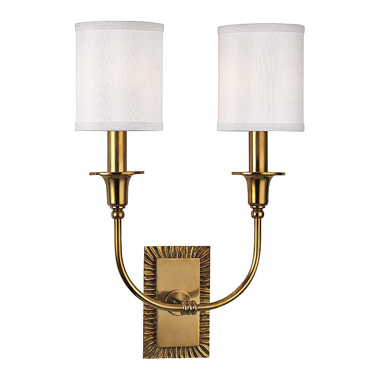 Image 1 Hudson Valley Dover 17 3/4" High Aged Brass Dual Wall Sconce