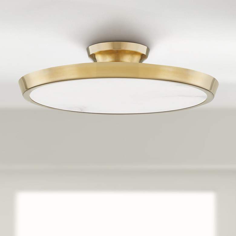 Image 1 Hudson Valley Draper 15 1/2 inch Wide Aged Brass Ceiling Light