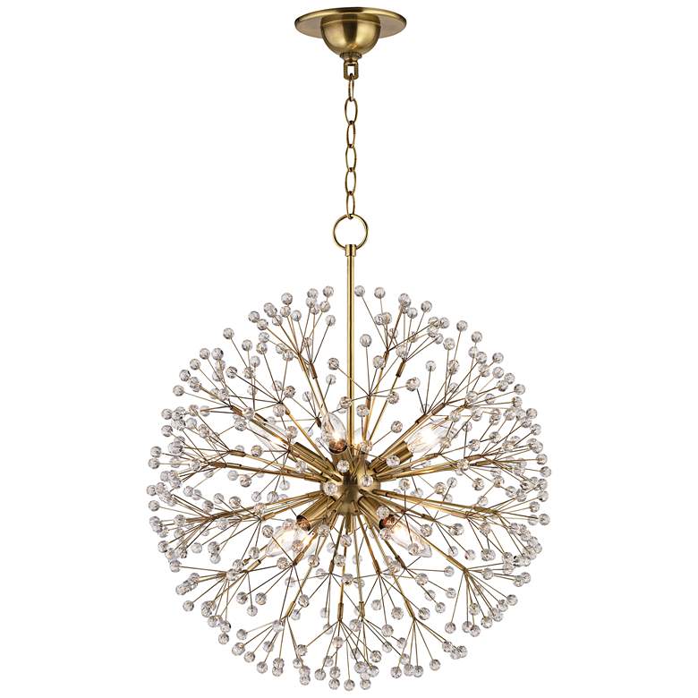 Image 2 Hudson Valley Dunkirk 20 inch Aged Brass Starburst Crystal Chandelier