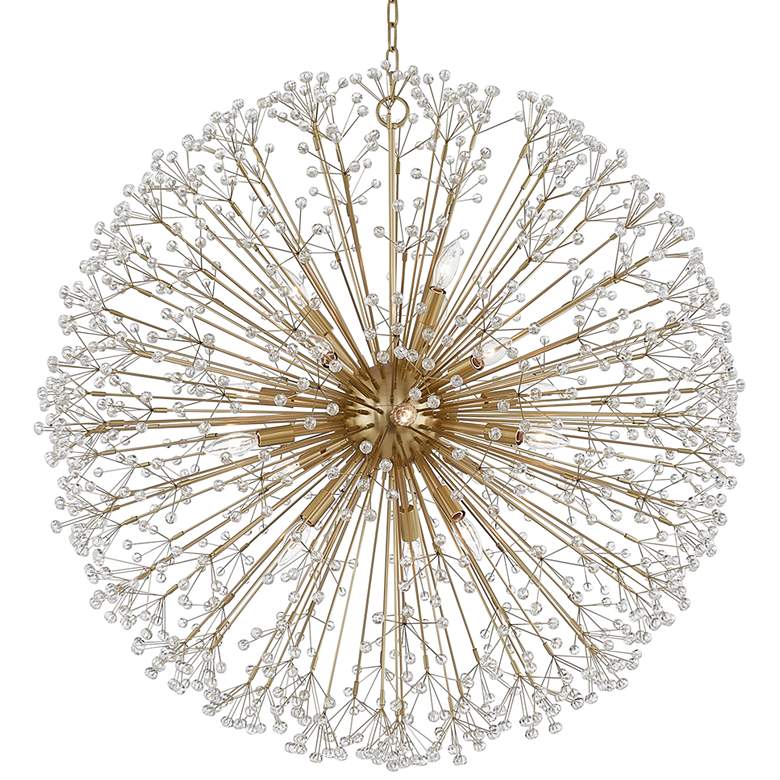 Image 2 Hudson Valley Dunkirk 40 inch Wide 16-Light Brass Crystal Globe Chandelier