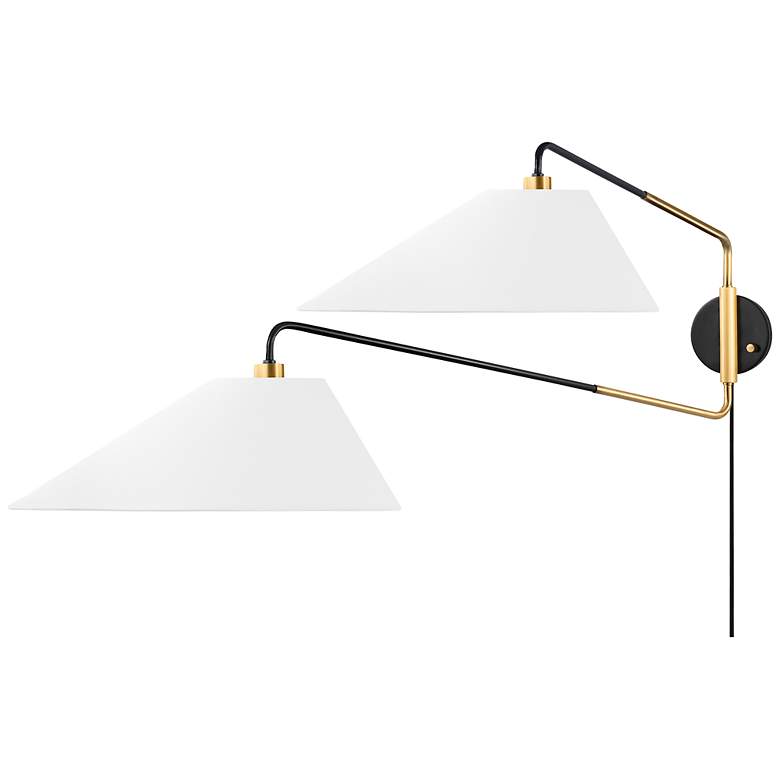 Image 3 Hudson Valley Duo 15" Mid-Century Modern 2-Light Plug-In Wall Sconce