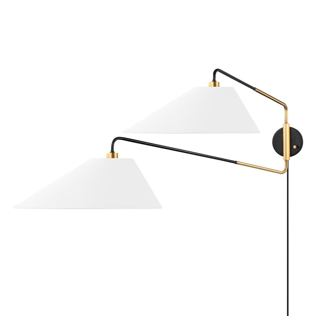 Hudson Valley Duo 15" Mid-Century Modern 2-Light Plug-In Wall Sconce in scene