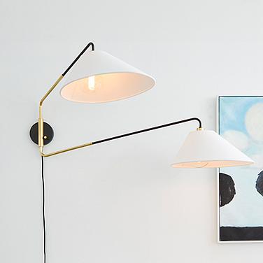 Hudson Valley Duo 15" Mid-Century Modern 2-Light Plug-In Wall Sconce