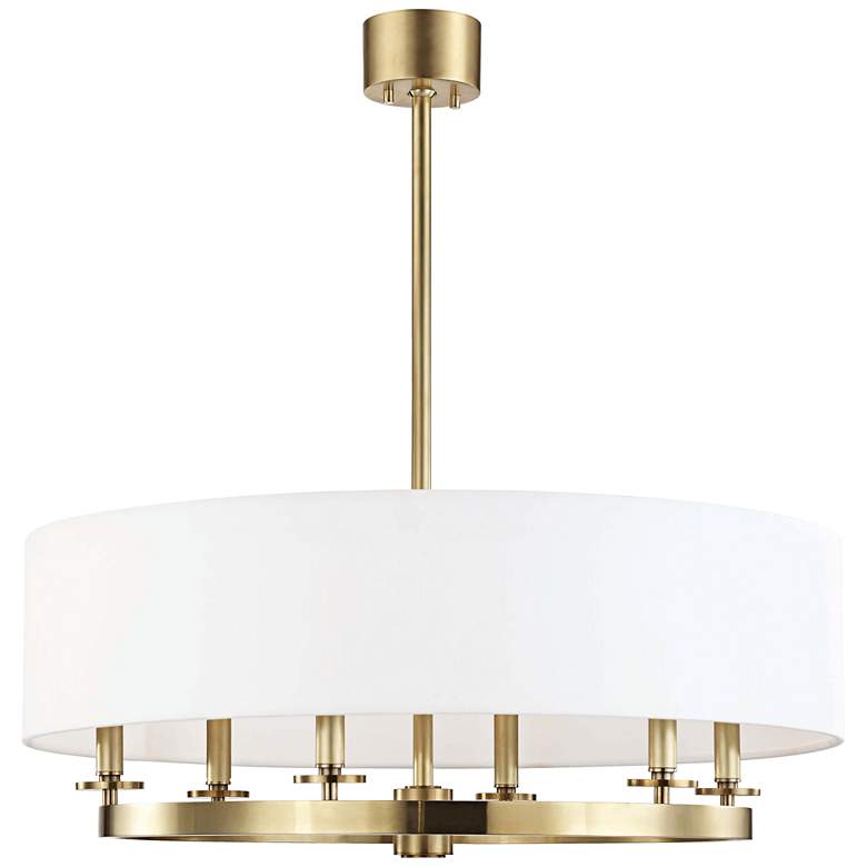 Image 2 Hudson Valley Durham 30 1/2" Wide Aged Brass 6-Light Pendant
